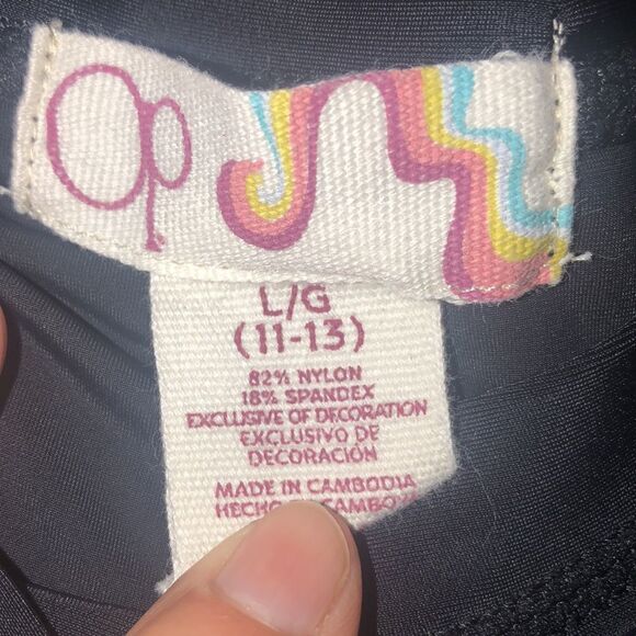 OP Peace ☮️ and Rainbow 🌈 Rash Guard Swim Shirt. Black Contrast Rainbow Piping - Picture 5 of 17